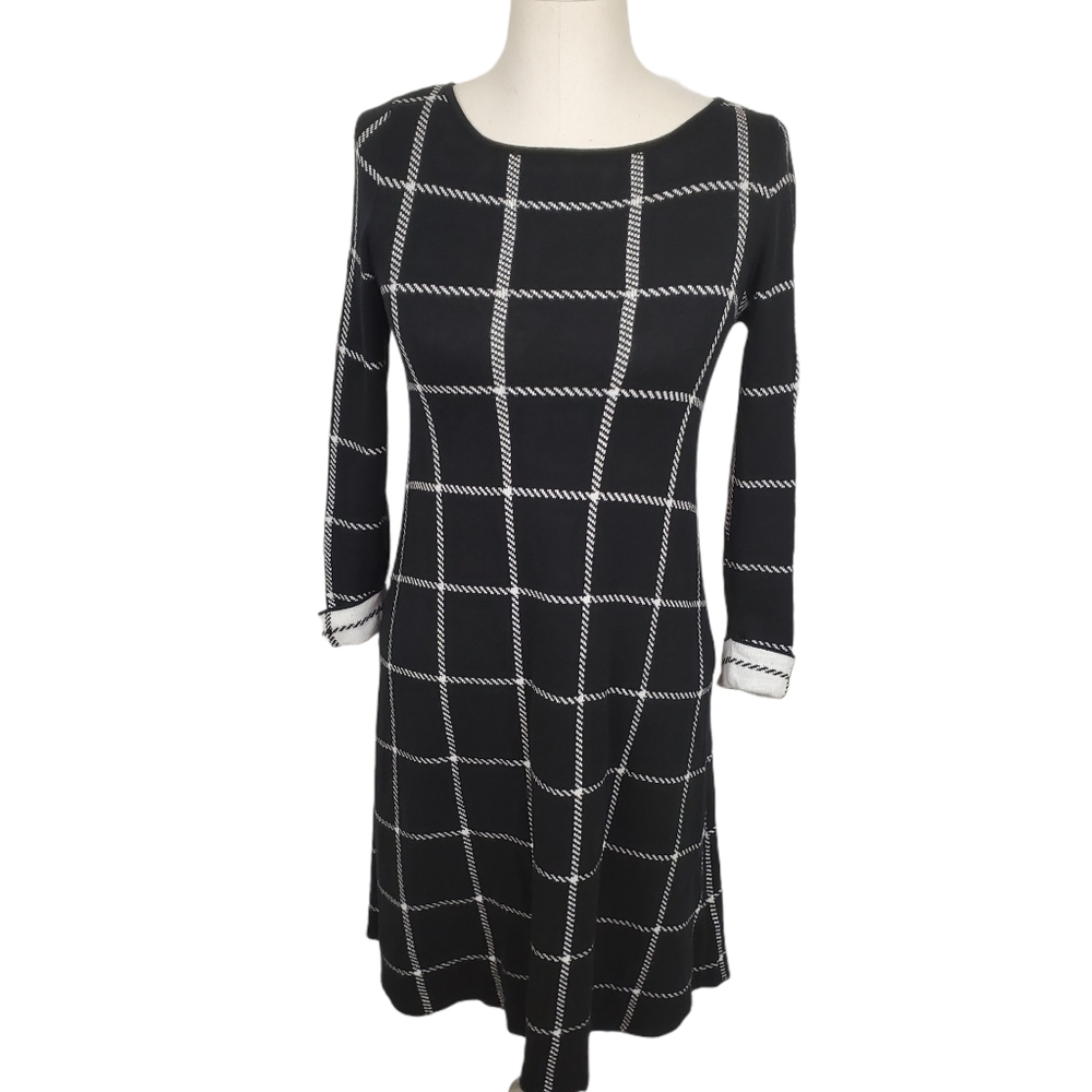 Adrienne Vittadini Window Pane Sweater Dress